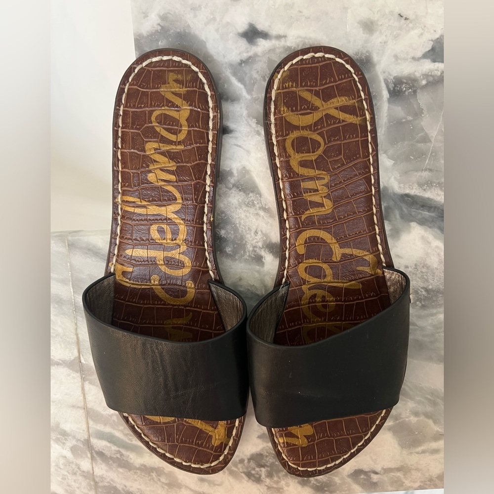 Sam Edelman Black Leather Slide Sandals size 7.5